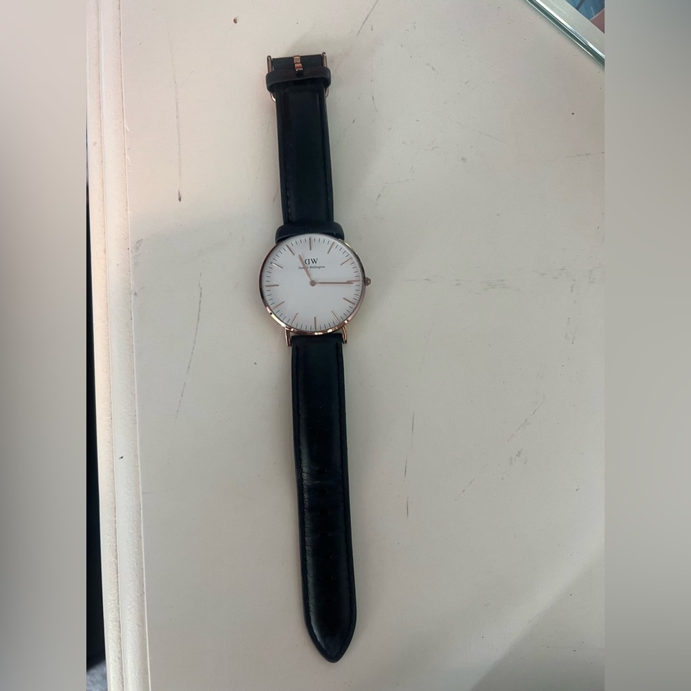 Black leather Daniel Wellington Watch